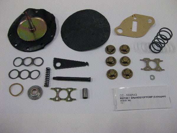 Reparatieset brandstofpomp met 6 kleppen en diverse onderdelen, artikelnummer CC-1075678. Reparatieset brandstofpomp met 6 kleppen en diverse onderdelen, artikelnummer CC-1075678.