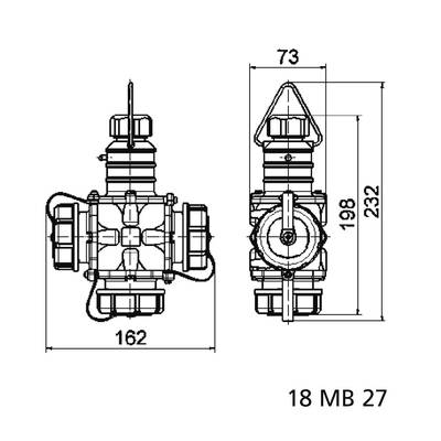Bals Elektrotechnik 7400 - 3-voudige koppeling - 250 V - Groen IP67 - NOS