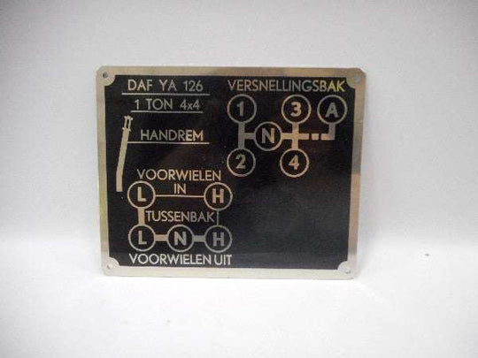 Instructieplaat Versnellingsbak