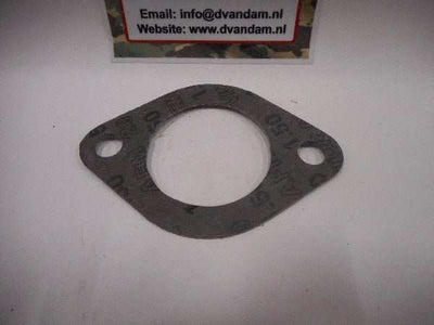 Flenspakking uitlaat CC-679023 with contact info in background.