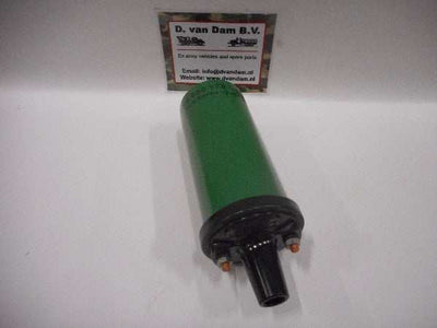 Bobine 12V ignition coil, part displayed with company contact information in the background.