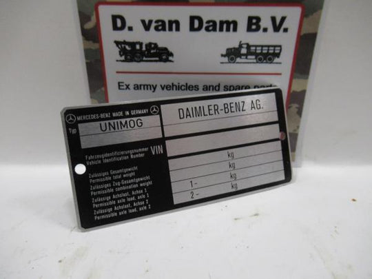 Voertuig identificatieplaat