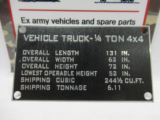 Data plate, shipping